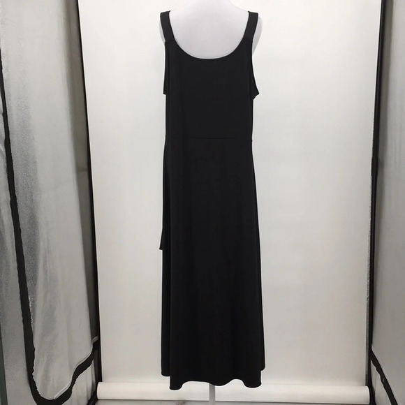 Brook Shields Timeless Black Faux Wrap Midi Dress Womens 1XP Whimsygoth ruffle - Picture 4 of 10